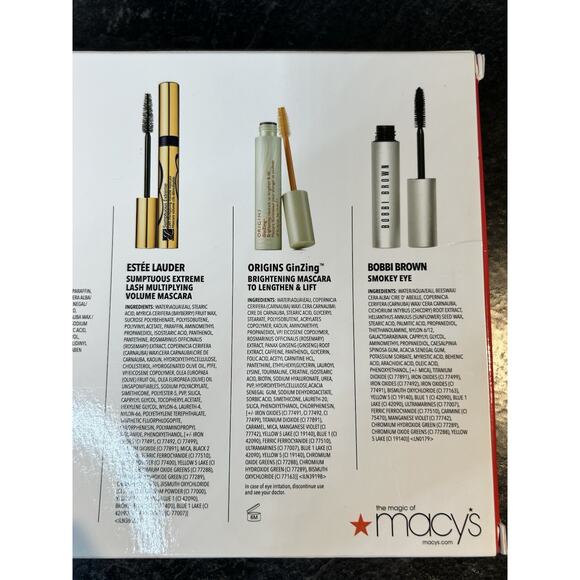 Macy's Travel Size 6 Pc Mascara Gift Set Bobbi Brown Lancôme Origins Clinique + - Picture 8 of 8